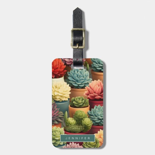 Succulents Luggage Tags Gepäckanhänger (Vorderseite vertikal)