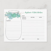 Succulents Mason Jar Brautparty Rezeptionskarten Postkarte (Vorderseite)