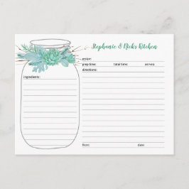 Succulents Mason Jar Brautparty Rezeptionskarten Postkarte