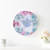 Succulents Modern Chic Fiesta Garden Floral White Große Wanduhr (Zuhause)