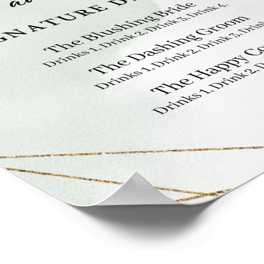 Succulents Mr and Mrs signature drinks sign Poster (Ecke)