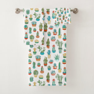 Succulents-Muster Badhandtuch Set