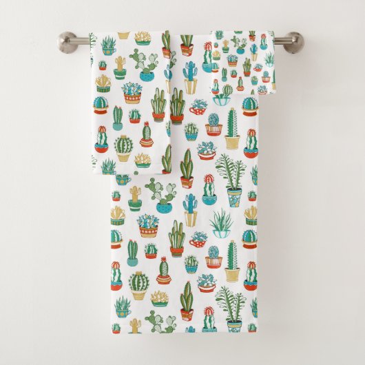 Succulents-Muster Badhandtuch Set (Insitu)