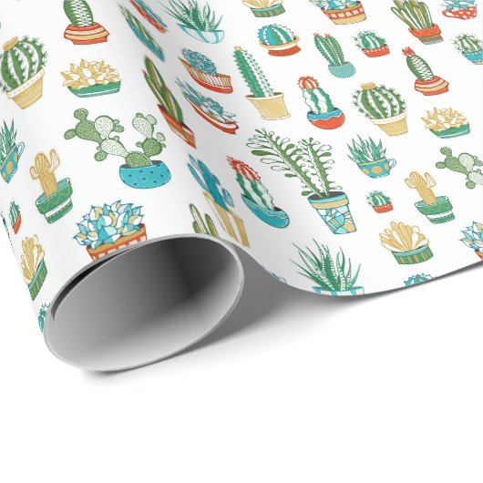Succulents-Muster Geschenkpapier (Rolleneckpunkt)