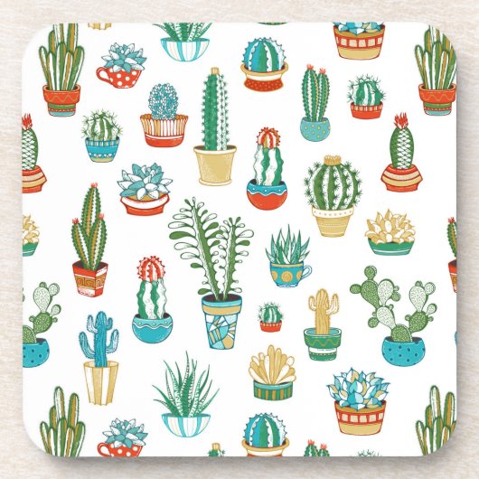 Succulents-Muster Getränkeuntersetzer (Vorderseite)