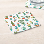 Succulents-Muster Rechteckiger Pappuntersetzer (angewinkelt)