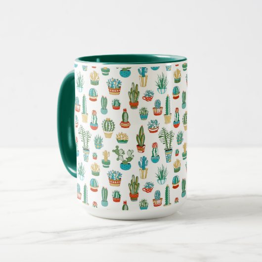 Succulents-Muster Tasse (Vorderseite Links)