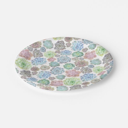 Succulents-Pappteller Pappteller (Schrägansicht)