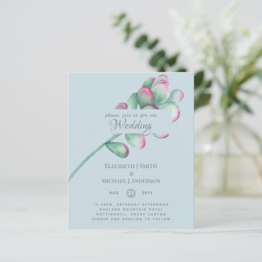 Succulents Pink Blush Mint Green Budget Hochzeit (Stehend Vorderseite)