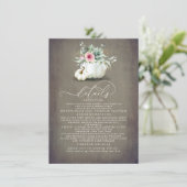 Succulents Pumpkins Gold Blätter Hochzeitdetails Begleitkarte (Stehend Vorderseite)