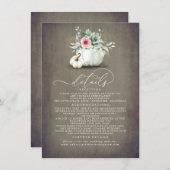 Succulents Pumpkins Gold Blätter Hochzeitdetails Begleitkarte (Vorne/Hinten)