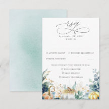 Succulents Pumpkins Grüne und Gold Wedding RSVP