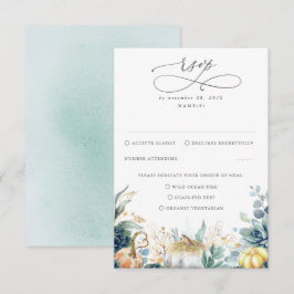 Succulents Pumpkins Grüne und Gold Wedding RSVP Karte