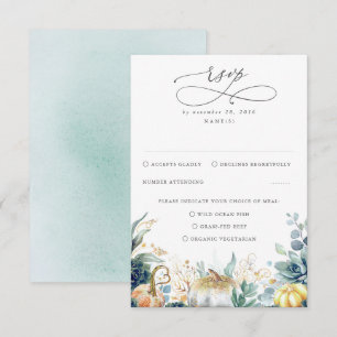 Succulents Pumpkins Grüne und Gold Wedding RSVP Karte