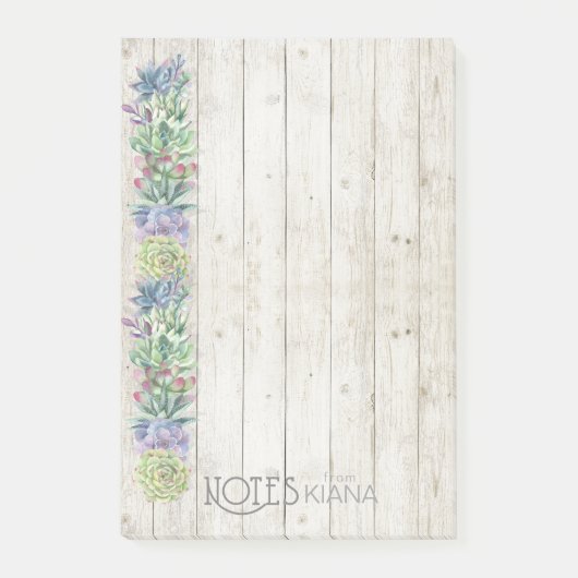 Succulents Row and Rustic Wood Wedding ID515 Post-it Klebezettel (Vorderseite)