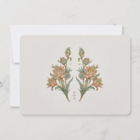 Succulents RSVP Card Jugendstil Hochzeit Einladung (Rückseite)