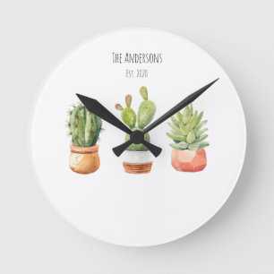 Succulents Runde Wanduhr
