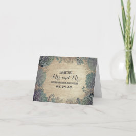 Succulents Rustic Wood Wedding Vielen Dank Dankeskarte