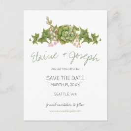 Succulents Rustikale Hochzeit speichern das Datum Ankündigungspostkarte