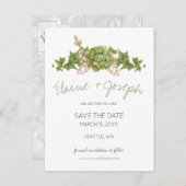 Succulents Rustikale Hochzeit speichern das Datum Ankündigungspostkarte (Vorne/Hinten)