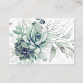 Succulents Silver Greenerity Wedding Website Card Visitenkarte (Rückseite)