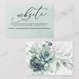 Succulents Silver Greenerity Wedding Website Card Visitenkarte