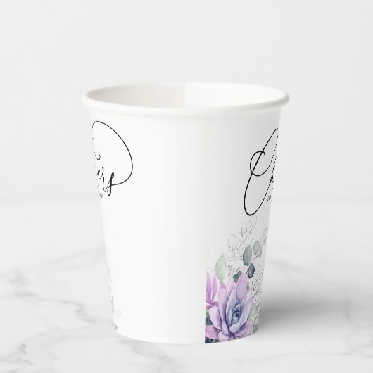 Succulents Silver Greenery Blätter Elegante Modern Pappbecher (Links)