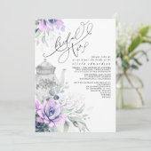 Succulents Silver Greenery Brautparty Tea Party Einladung (Stehend Vorderseite)