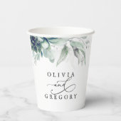 Succulents Silver Greenery Elegante Moderne Hochze Pappbecher (Rückseite)