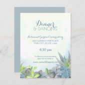 Succulents Steel Blue Wedding Water Begleitkarte (Vorne/Hinten)