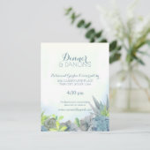 Succulents Steel Blue Wedding Water Begleitkarte (Stehend Vorderseite)