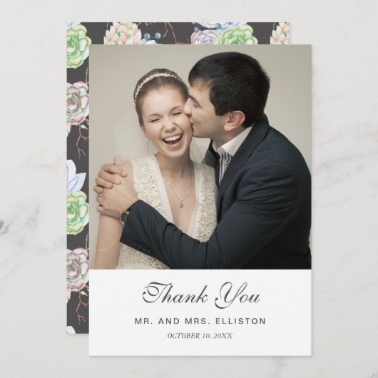 Succulents u. Niederlassungen des Aquarell-| | Dankeskarte (Vorne/Hinten)