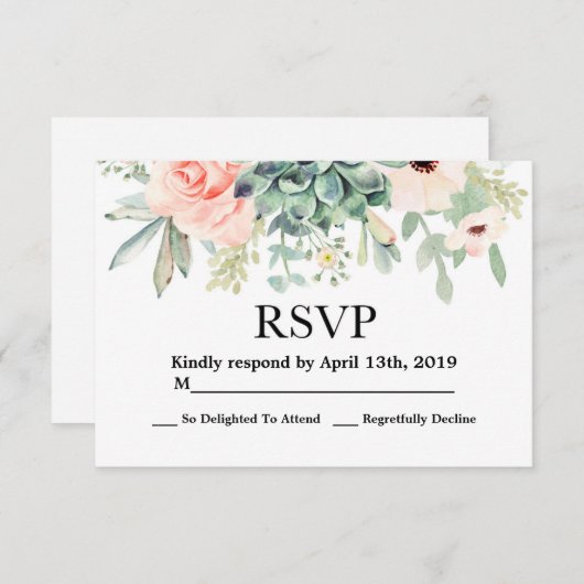 Succulents UAWG Hochzeitkarte RSVP Karte (Vorne/Hinten)