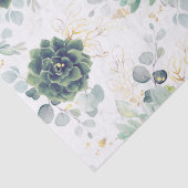 Succulents und Gold Eukalyptus Blätter Grüne Seidenpapier (Detail)