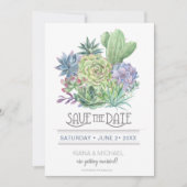 Succulents und Sparkle Save the Date Blue ID515 Einladung (Vorderseite)