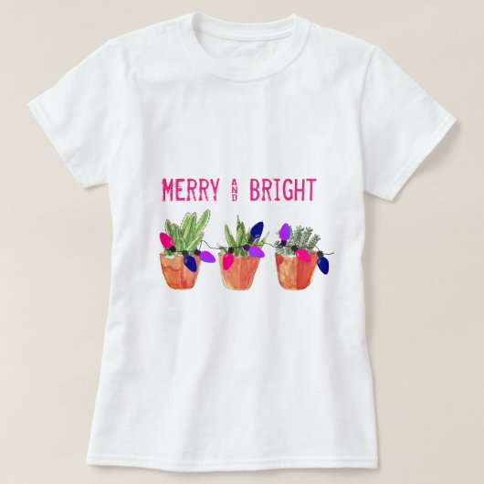 Succulents-und Weihnachtslicht-T - Shirt (Design vorne)