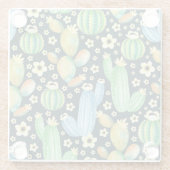 Succulents Watercolor Cactus Floral Pattern Glasuntersetzer (Rückseite)