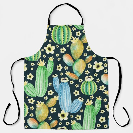 Succulents Watercolor Cactus Floral Pattern Schürze (Vorderseite)
