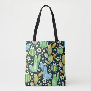 Succulents Watercolor Cactus Floral Pattern Tasche