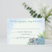 Succulents Wedding Blue Watercolor UAWG RSVP Karte (Stehend Vorderseite)