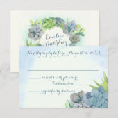 Succulents Wedding Blue Watercolor UAWG RSVP Karte (Vorne/Hinten)