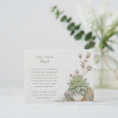Succulents Wedding Information Card Vintag Begleitkarte (Stehend Vorderseite)