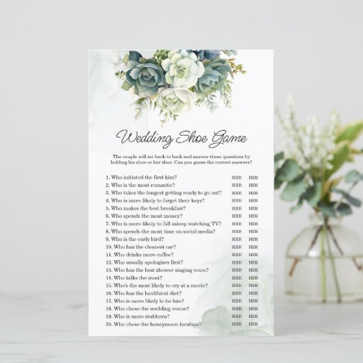 Succulents Wedding oder Couples Duschdusche Spiel (Stehend Vorderseite)