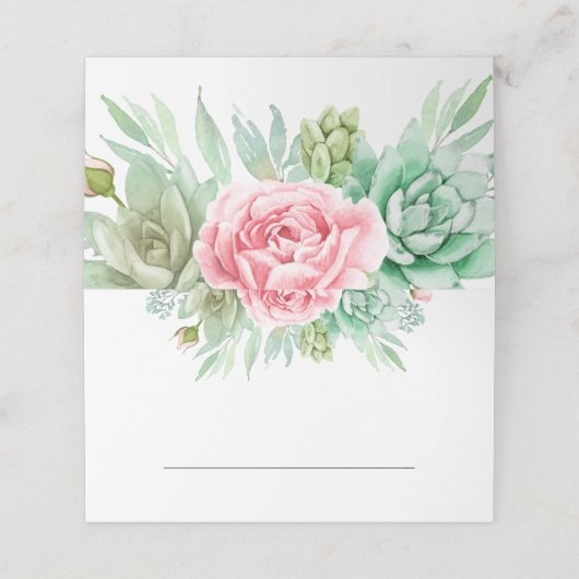 Succulents Wedding Platzkarte (Außenseite Aufgefaltet)