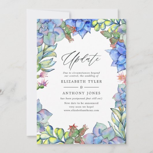 Succulents Wedding Update Einladung (Vorderseite)