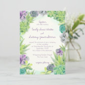 Succulents Wedding Water Einladung (Stehend Vorderseite)