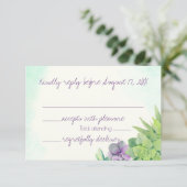 Succulents Wedding Watercolor UAWG RSVP Karte (Stehend Vorderseite)