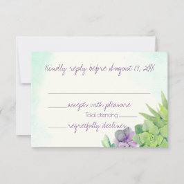 Succulents Wedding Watercolor UAWG RSVP Karte
