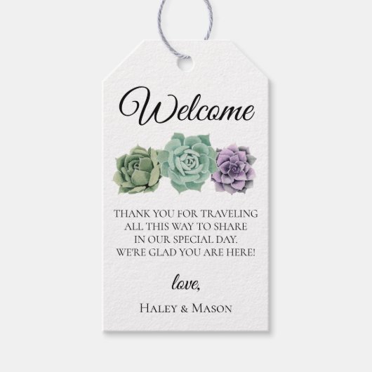 Succulents Wedding Welcome Bag Geschenkanhänger (Vorderseite)