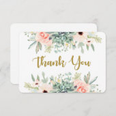 Succules Aquarell Blumenkarte Dankeskarte (Vorne/Hinten)